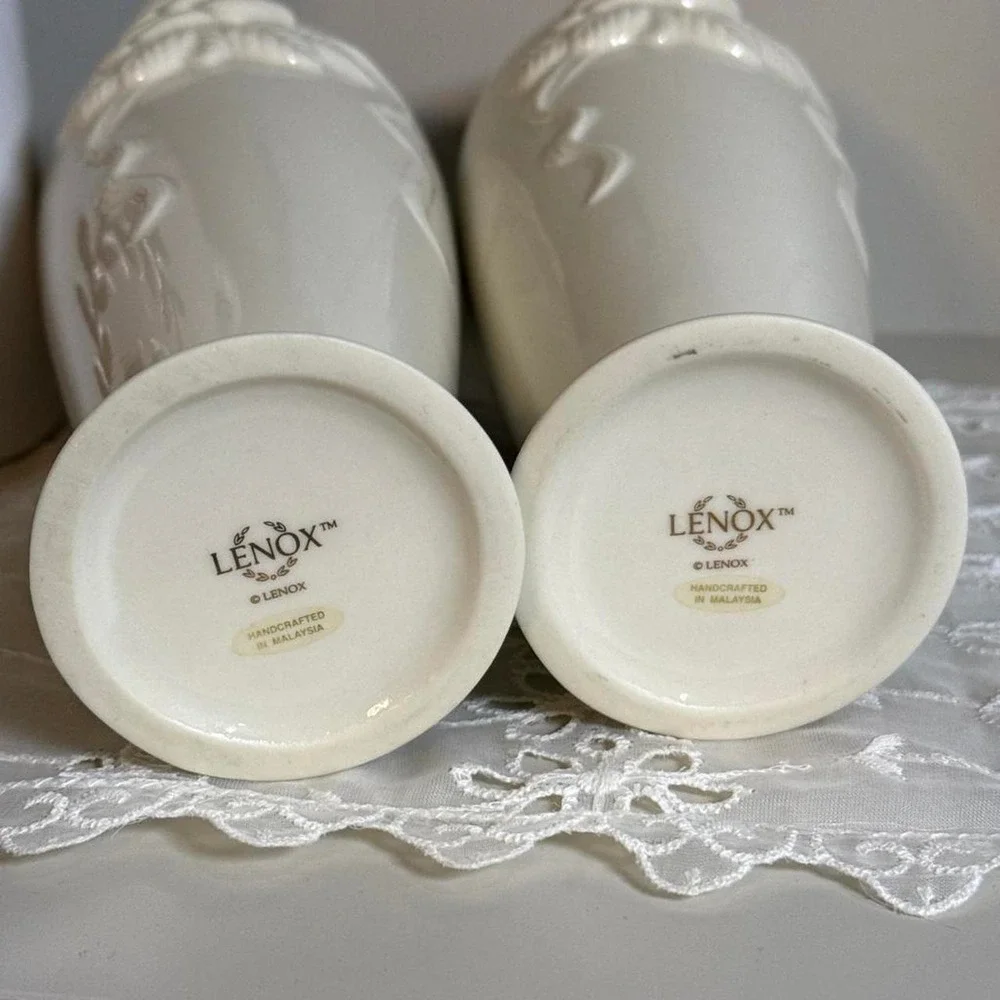 Vintage 1980s Lenox Rose Blossom Bud Vases Pair‎